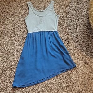 Asymmetrical Sleeveless Gray and Blue Dress